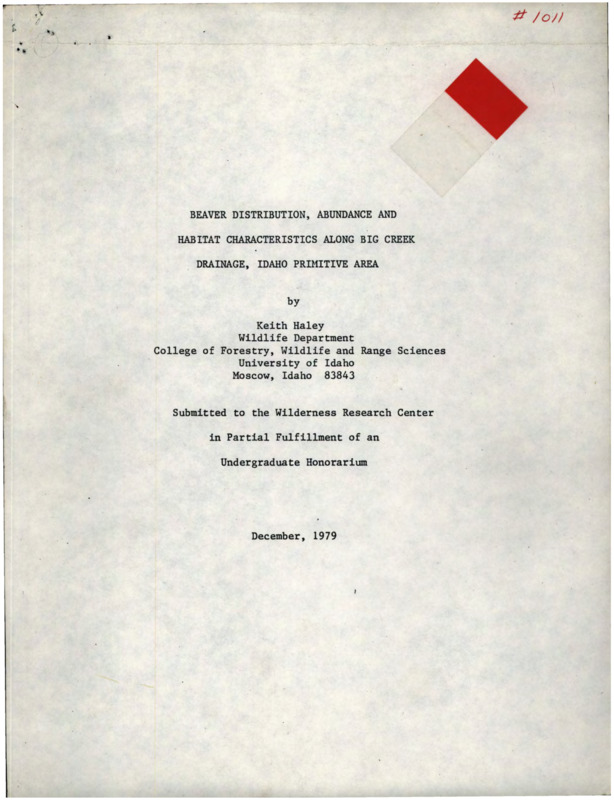 completed scientific study of Big Creek area beaver population based on 1979 proposal