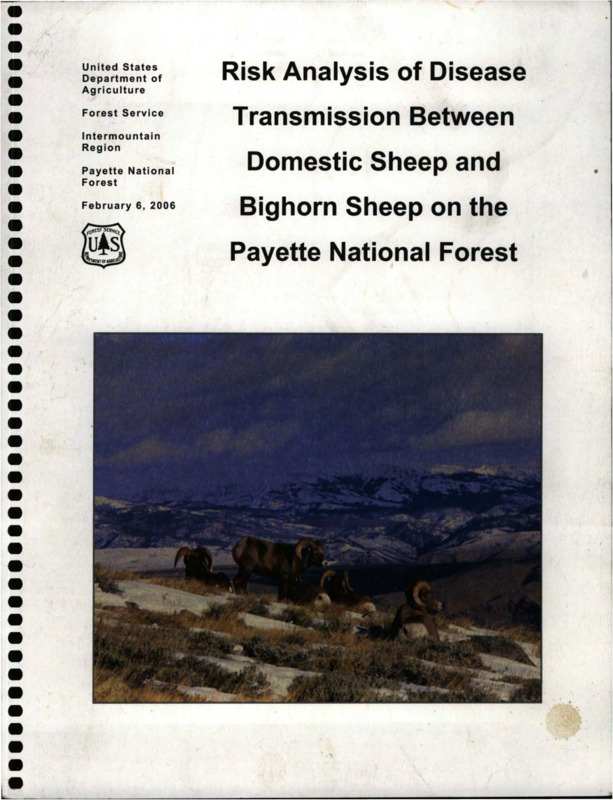 annotated copy of a scientific study of disease transmission between domestic and Bighorn sheep in the PNF