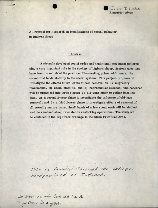 abstract for a study on the effects of adult ram removal on bighorn social behavior