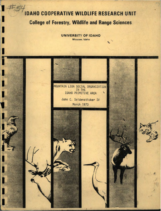 Seidensticker's dissertation on mountain lion social organization based on field work conducted in and around Taylor Ranch