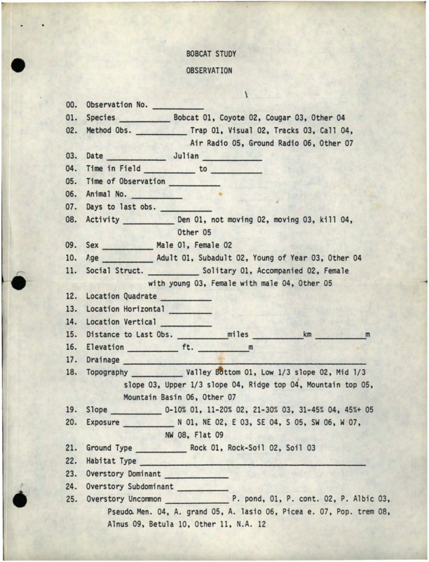 Bobcat study form