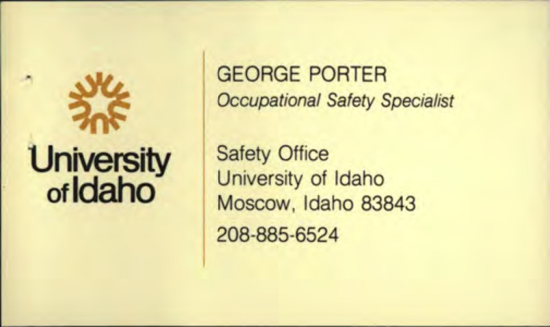 George Porter, Occupational Safety Specialist, Business Card