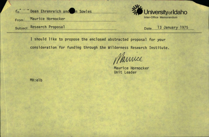 Preliminary Research Proposal for the Idaho Cooperative Wildlife Research Unit