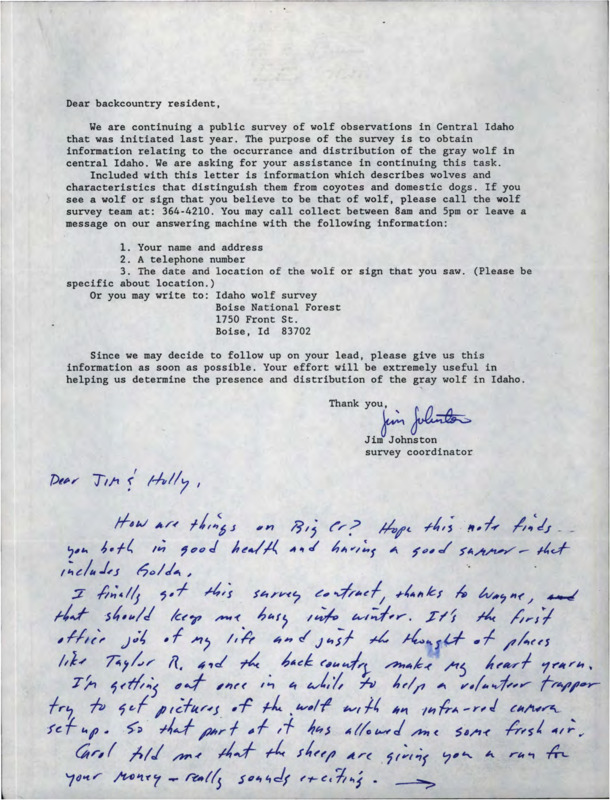 Letter from Jim Johnston to Jim and Holly Akenson