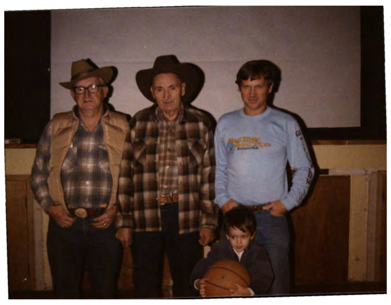 Photograph of Warren Bolles with some of the Willy family as well as a letter and newspaper clippings about the Willy Ranch