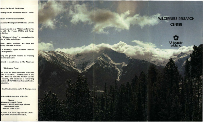 Brochure describing the University of Idaho Wilderness Research Center