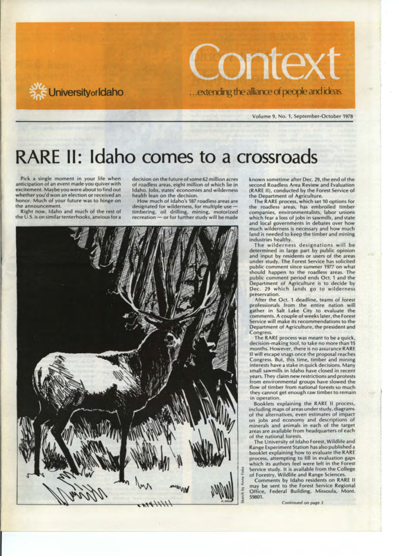 Article in the University of Idaho's Rare II Volume 9, No. 1.