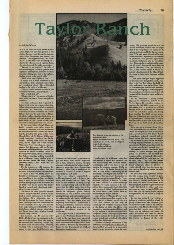 Article about Him and Holly Akenson's life at Taylor Ranch