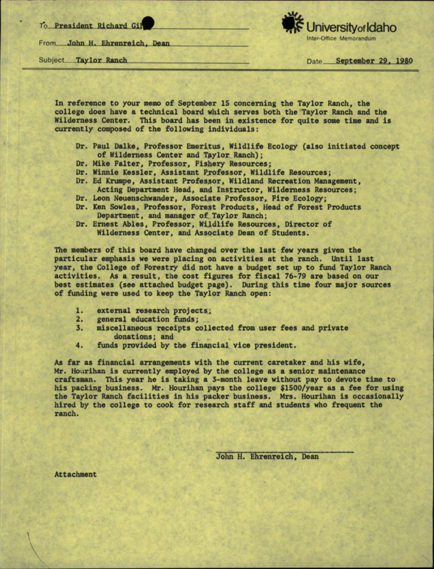 Various documents, memorandums, correspondence, and reports regarding Taylor Ranch operations, planning, and development.