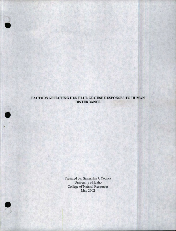 A Research Paper on the factors affecting hen blue grouse responses to human disturbance.