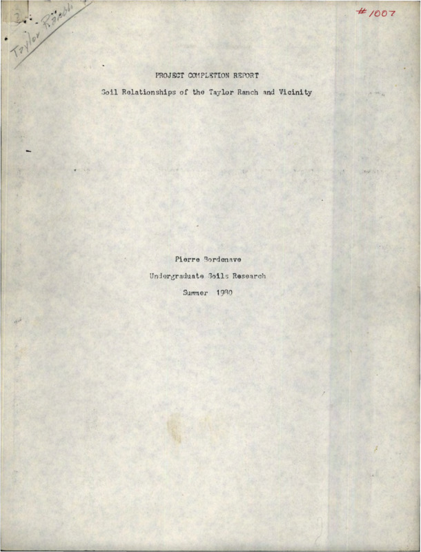 A project completion report on the soil relationships of the Taylor Ranch Wilderness Station and its vicinity in the River of No Return Wilderness, Idaho.