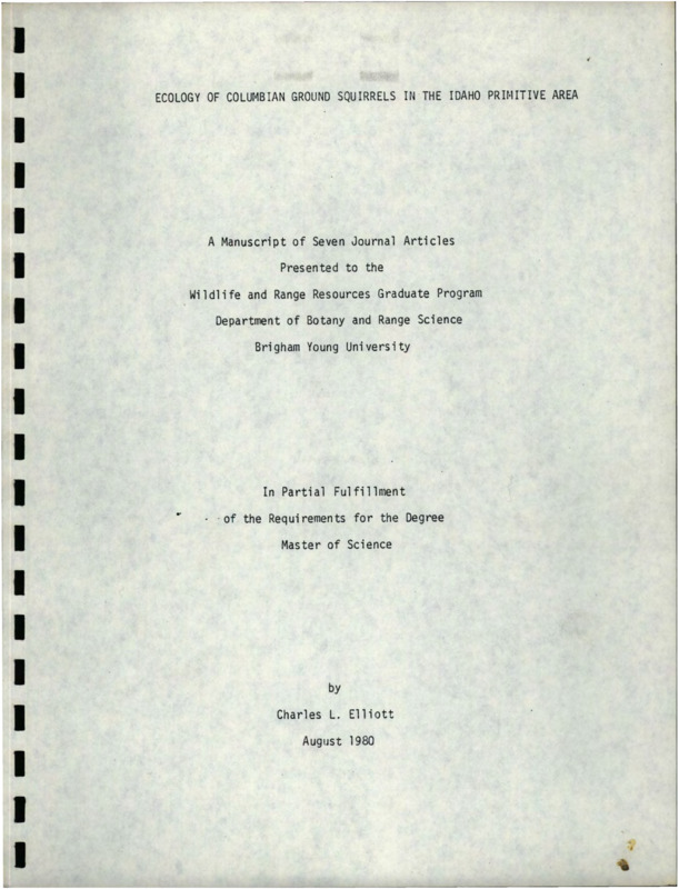 A master's thesis on the ecology of Columbian ground squirrels in the River of No Return Wilderness Area, Idaho.