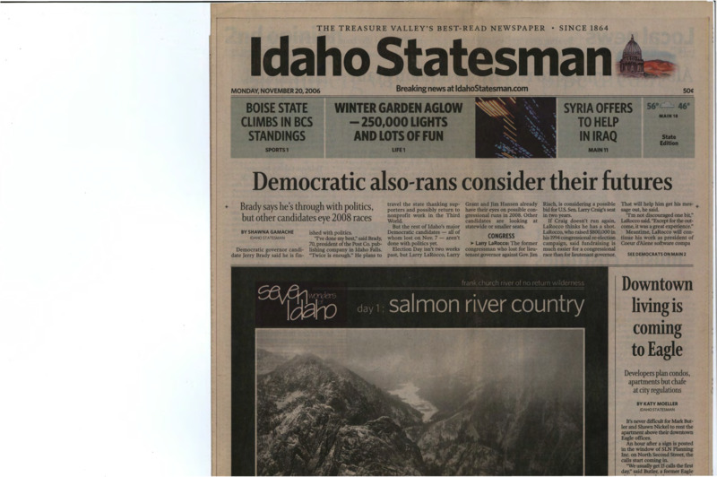 The full print issue of the Idaho Statesman for Monday, November 20, 2006.