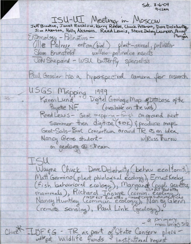 Notes taken from the ISU-UI meetings on Saturday, March 6, 2004 and February 2004.