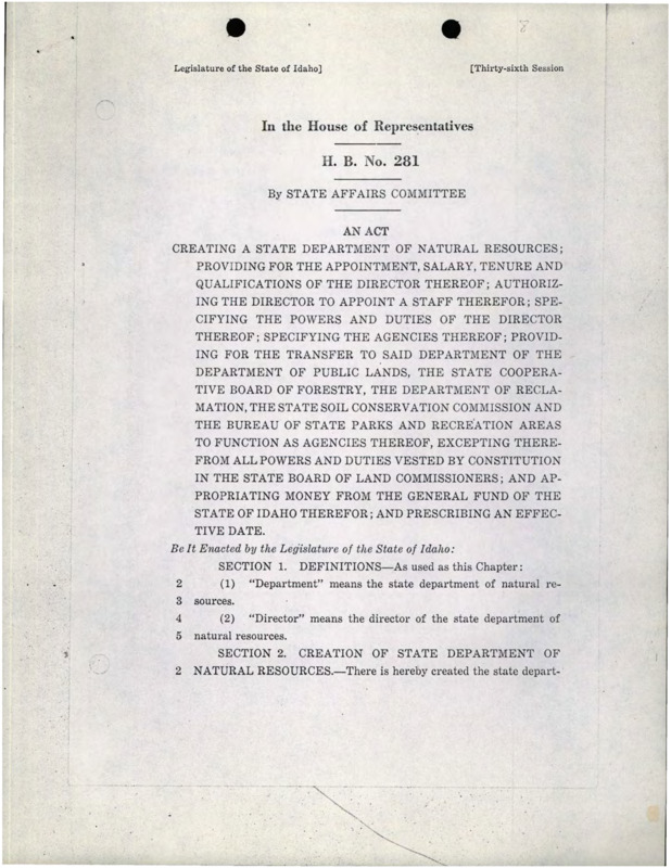 A copy of H.B. 281 by the State Affairs Committee.