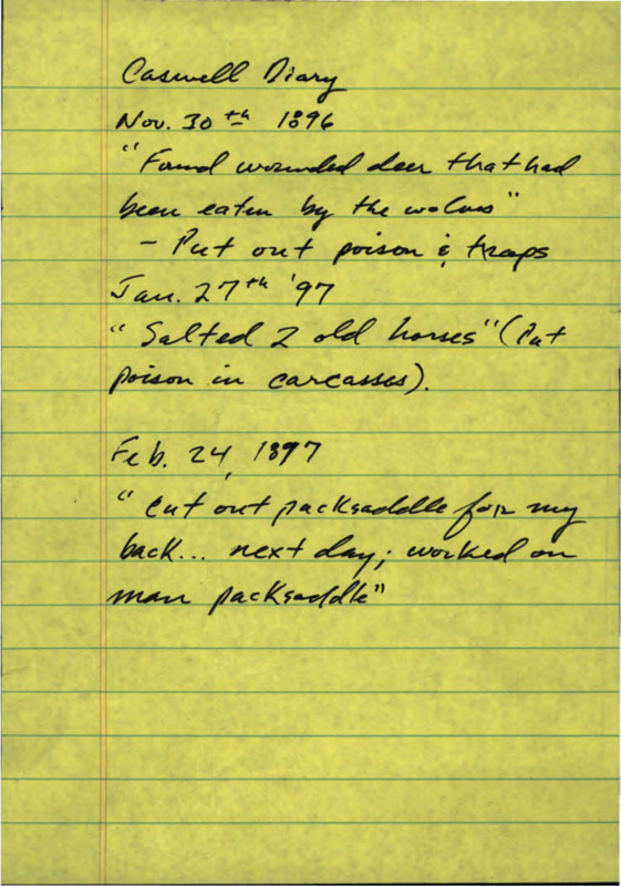 Handwritten quotes from the Caswell Diary.