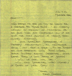 Interest in Caretaking Taylor Ranch