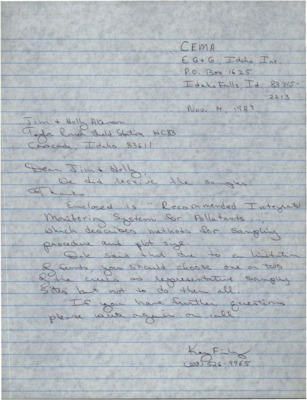 Letter from Kay Finley
