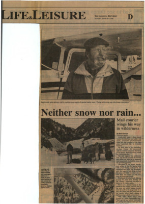 Neither Snow or Rain, mail courier wings his way in wilderness