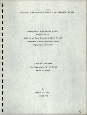 Ecology of Columbian Ground Squirrels in the Idaho Primitive Area