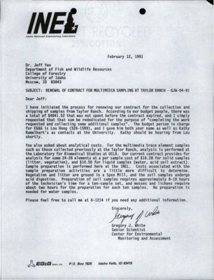 Correspondence between Jeff Yeo and Gregory J. White; Dean Hendee and Greg Hayward