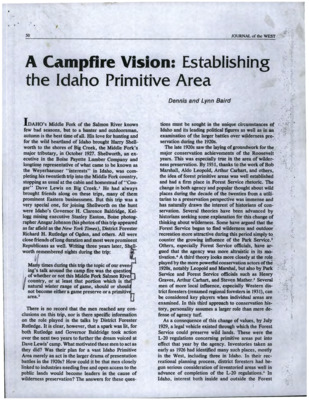 A Campfire Vision: Establishing the Idaho Primitive Area