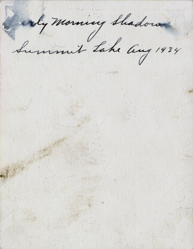 Early morning shadows, Summit Lake Aug 1934