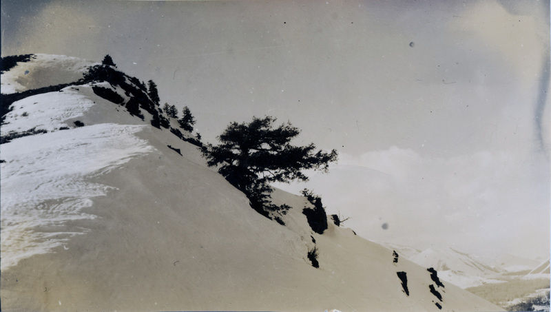 A close-up photo of a snowy peak.