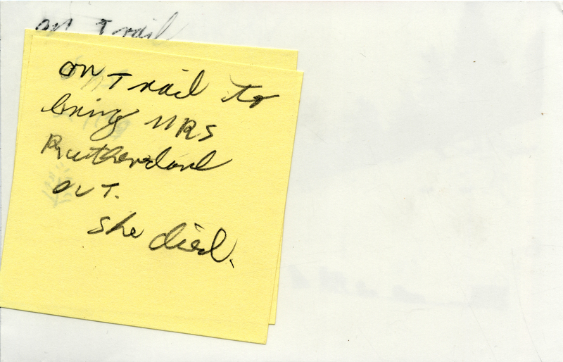 On trail to bring Mrs. Rutherford out