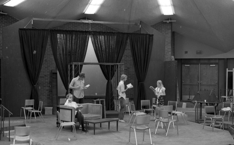 U of I Summer Theatre actors rehearse a scene in the Kiva.