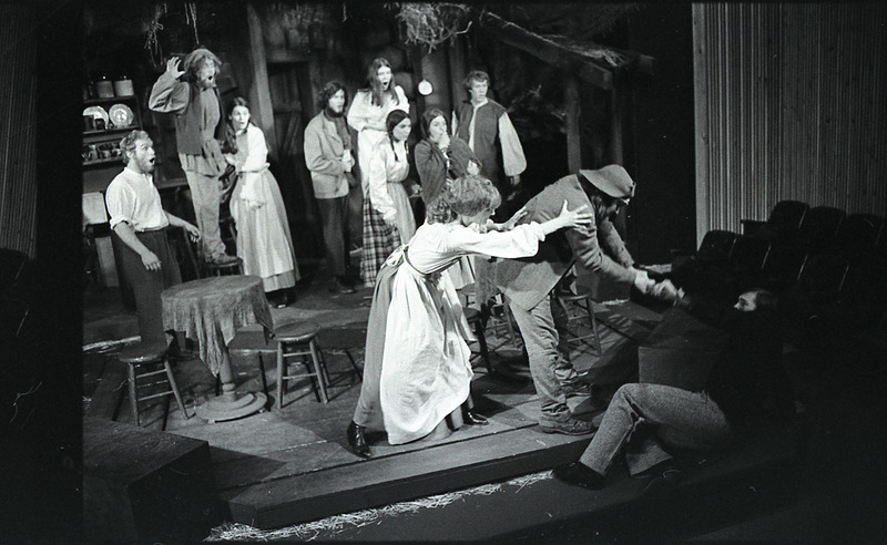 1970 Ensemble of "Playboy of the Western World" in the U-Hut Experimental Theatre later renamed The Jean Collette Theatre after a popular theatre department head.