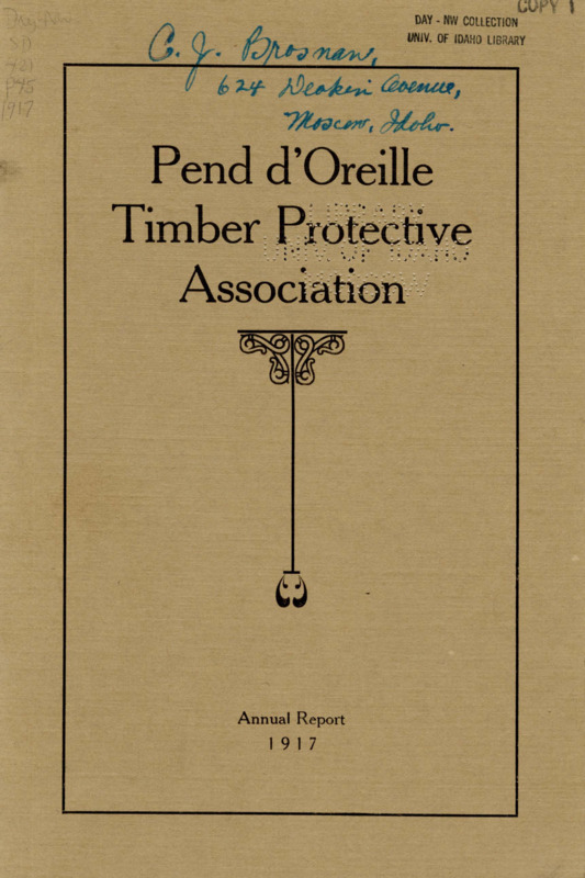 The 1917 annual report of the Pend d'Oreille Timber Protective Association includes a financial report from the secretary and a report from the Fire Warden describing the fire causes and the purchase of equipment and tools. The report also includes a table with descriptions of the 161 fires during the fire season.
