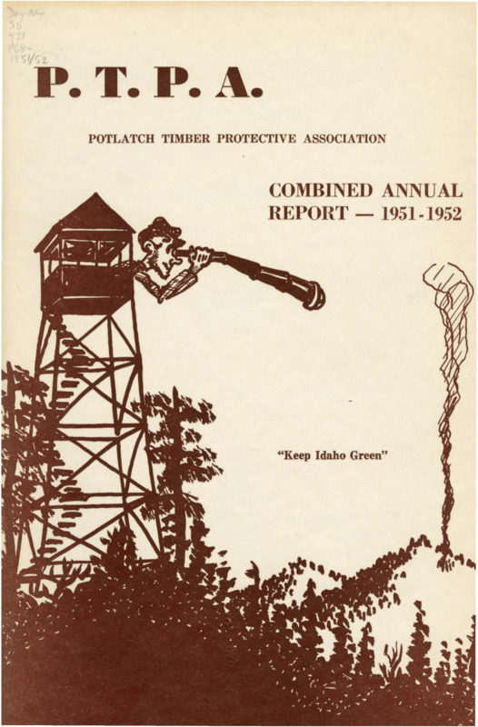 The 1951-1952 combined annual reports of the Potlatch Timber Protective Association include financial reports, a report on blister rust control operations, and two separate reports from the Fire Warden on the 1951 and 1952 fire seasons. The warden describes 1951 as one of the longest and most dangerous fire seasons on record with 46 fires reported and 1952 as a long and dry fire season with minimal timber loss and 40 fires reported. The warden reports on the "Keep Idaho Green" publicity campaign, maintenance and repairs, fire plans, fire hazards as a result of hunting season, fire training schools, inspections, new tanker trucks, and improvements in airplane and radio operations. The annual report features tables about climactic conditions and tables related to fire locations and damage during the 1951 and 1952 fire seasons.