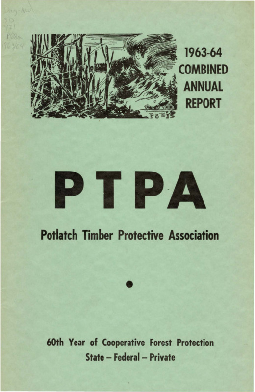 The 1963-1964 combined annual reports of the Potlatch Timber Protective Association include financial reports, a report on blister rust control operations, and two separate reports from the Fire Warden on the 1963 and 1964 fire seasons. The 1963 fire season was characterized by severe thunderstorms which caused the majority of the 133 total fires (the largest number of fires since 1929), whereas 1964 was a wet fire season with less storm activity than normal. The warden reports on the Dworshak Dam project, burning permits, general operations and improvements, and how radios have replaced ground line telephones for main communications. The annual report features tables about climactic conditions and tables related to fire locations and damage during the 1963 and 1964 fire seasons.
