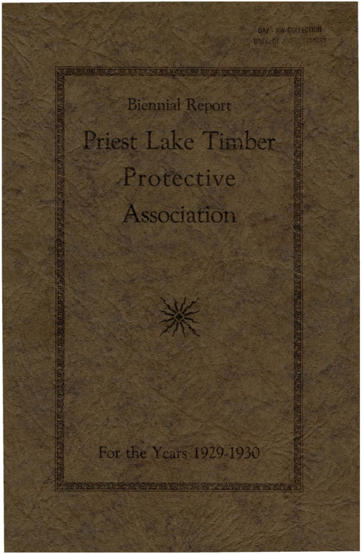 The 1929-1930 biennial report of the Priest Lake Timber Protective Association includes financial reports and two separate reports from the Fire Warden on the 1929 and 1930 fire seasons. The warden describes the 1929 as extremely dry and "severe from all angles"  and the 1930 fire seasons as less severe in terms of damage and number of fires, but still concerning because of numerous lightning storms and difficult fire suppression due to rough topography. In his report, the warden proposes new projects and reports on maintance and improvements of trails, lookouts, and telephone lines. The biennial report also includes two certificates confirming successful audits for 1929 and 1930 and tables with descriptions of fires during the two fire seasons.