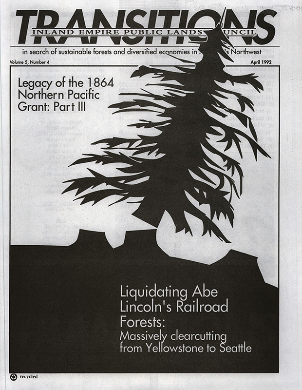 Osborn, John--Liquidating Abe Lincoln's Railroad Forests: Massively clearcutting from Yellowstone to Seattle; Sprengle, Mark--Forest Watch: Reports from the Front Lines of Conservation; Farney, Dennis--Unkindest Cut? Timber Firm Stirs Ire Felling Forests Faster Than They Regenerate--The Wall Street Journal, 1990; Manning, Dick--Timber liquidation was a boardroom decision--Missoulian, 1988-10-16(Missoula, MT); Clearcuts rile environmentalists--The Spokesman Review, 1985-7-2(Spokane, WA); Residents unite against Plum Creek--Missoulian, 1989-4-25(Missoula, MT); Timber talks break down--Missoulian, 1990-3-8(Missoula, MT); Plum Creek takes FS low offer on land--Missoulian, 1992-3-19(Missoula, MT); Plum Creek Breaks off talks with conservancy--Missoulian, 1992-1-29(Missoula, MT); Timber land sold to firm in Oregon--Post Register, 1992-4-23(Idaho Falls, ID); Tollefson, Greg--Why did they have to trash these places?--Missoulian, 1990-12-6(Missoula, MT); Schwennesen, Don--Clearcutting devastates trout hatch--Missoulian, 1990-3-9(Missoula, MT); Selden, Ron--Research want bear facts--Missoulian, 1990-6-6(Missoula, MT); Devlin, Sherry--Plum Creek plan draws fire-- Missoulian, 1991-10-3(Missoula, MT); Manning, Dick--Faced with litigation, company halts Lindbergh logging--Missoulian, 1989-8-12(Missoula, MT); Phillips, Bob--BN, FS join to log roadless land near Cabinets--Missoulian, 1982-9-24(Missoula, MT); Long, Ben--Is Solomon tilting at sawmills?--Idahonian, 1991-7-27(Moscow, ID); Osborn, John--Plum Creek Cuts and Runs--Palouse Journal, 1990-12(Moscow, ID); Sher, Jeff--St. Joe River clearcut criticized--The Spokesman Review, 1986-8-17(Spokane, WA); Carnahan, Barbara--Plum Creek raped land--The Spokesman Review, 1991-2-12(Spokane, WA); Sher, Jeff--Plum Creek Timber Co. accused of overcutting--The Spokesman Review, 1986-9-22(Spokane, WA); Egan, Timothy--Roslyn Journal, Where Have All the Forests Gone?--The New York Times, 1989-2-15(New York, NY); Lindstrom, Hal--Plum Creek In Kittitas County--Signposts, 1988-11(Seattle, WA); Porterfield, Andrew--Railroaded--Common Cause Magazine, 1989-9 to 10; Sprengel, Mark--Corporate greed robs community--Priest River Times, 1992-3-25(Priest River, ID)