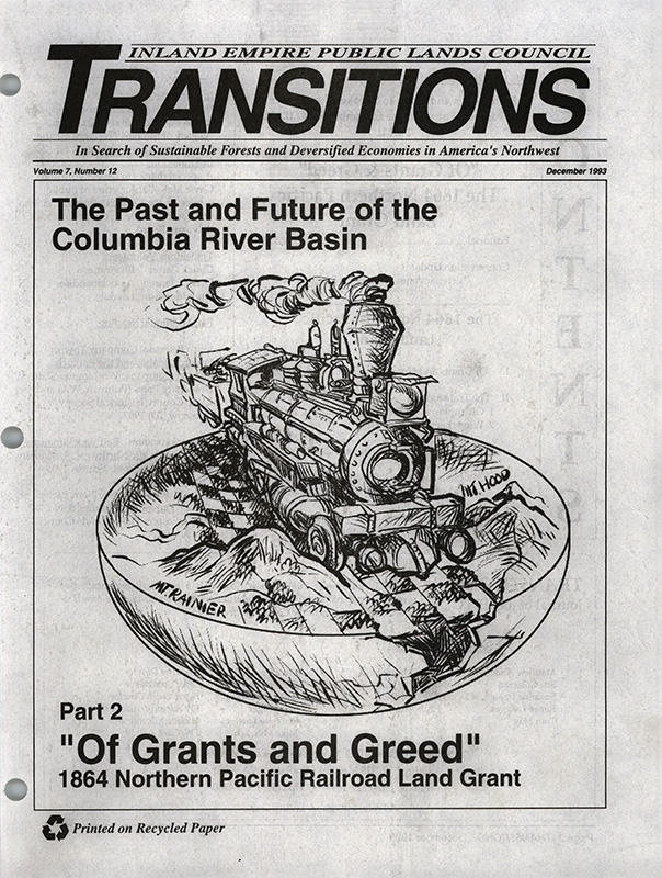 Osborn, John--The 1864 Northern Pacific Land Grant; Virgin, Bill--The next frontier?--Lewiston Tribune, 1993-12-7(Lewiston, ID); Devlin, Sherry--It's a done deal--Missoulian, 1993-11-2(Missoula, MT); Cockle, Richard--A year of moisture may be healing Northwest's sickly eastside forests--The Oregonian, 1993-12-8(Portland, OR); Sonner, Scott--New FS leader keeps it simple--Missoulian, 1993-12-16(Missoula, MT); Hamilton, Don--Thomas says agency in transition--The Oregonian, 1993-12-11(Portland, OR); Barnard, Jeff--Man behind the spotted owl called forest leader for today--The Seattle Times, 1993-11-11(Seattle, WA); Long, James--Of Grants and Greed--The Oregonian, 1993-5-23(Portland, OR); Egan, Timothy--The Transition, Champion & Plum Creek--The New York Times, 1993-10-19(New York, NY); Weyerhaeuser/Potlatch in north Idaho, Biggest mill in U.S. for Idaho--The Spokesman Review, 1907-1-27(Spokane, WA); Nelson, Lorraine--Potlatch to trim work force--Lewiston Tribune, (Lewiston, ID); Read, Richard--Timber's wild frontier: Russia--The Oregonian, 1993-10-10(Portland, OR); Read, Richard--Russian timber barons keep Weyerhaeuser from landing deal--The Oregonian, 1993-10-10(Portland, OR); Read, Richard--Russia--The Oregonian, 1993-10-11(Portland, OR); Read, Richard--Northwest timber firms sharpen saws for Russian forests--The Oregonian, 1993-10-11(Portland, OR)