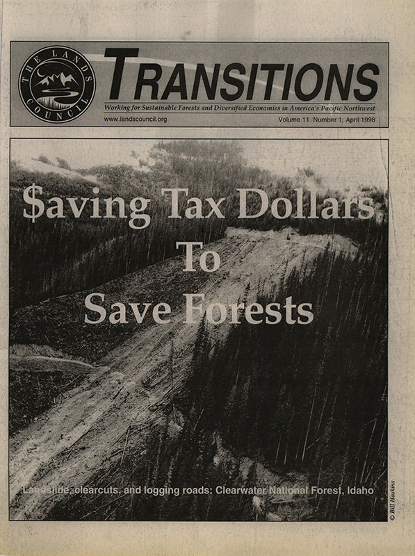 Osborn, John--$aving Tax Dollars To Save Forests; Sonner, Scott--Endless miles of national forest roads are falling apart--Lewiston Tribune, 1998-2-9(Lewiston, ID); Sonner, Scott--60,000 miles of forest roads found--Idaho Statesman, 1998-1-22(Boise, ID); Forest Service acknowledges taking a loss--The Spokesman Review, 1997-11-22(Spokane, WA); Big Timber bucks pave way for logging roads--The Seattle Times, 1997-12-20(Seattle, WA); Olsen, Ken--Senate rejects cuts in logging road funds--The Spokesman Review, 1997-9-18(Spokane, WA); Cash paves the way for timber industry--The Spokesman Review, 1997-12-17(Spokane, WA); Inland Empire Public Lands Council--An Open Letter to Larry Craig--Idaho Statesman, 1997-3-21(Boise, ID); Sonner, Scott--Craig unapologetic for taking timber money--Lewiston Tribune, 1997-3-22(Lewiston, ID); The fox guarding America's forests--The Atlanta Journal, The Atlanta Constitution, 1997-2-5(Atlanta, Georgia); Olsen, Ken--Craig critic doesn't speak softly--The Spokesman Review, 1997-3-25(Spokane, WA); Tucker, John--Boise Cascade promises profit--Idaho Statesman, 1997-4-19(Boise, ID); Taxpayers shouldn't subsidize logging roads--The Seattle Times, 1997-7-9(Seattle, WA); Those Pricey Back Roads--Lost Angeles Times, 1997-7-10(Los Angeles, CA); Don't subsidize timber...--Denver Post, 1997-7-28(Denver, CO); Let Them Pay Their Way--Chattanooga Free Press, 1997-9-15(Chattanooga, TN); No More Forest Roads--The Salt Lake Tribune, 1997-7-10(Salt Lake City, UT); End welfare for timbering--The Atlanta Journal, 1997-7-8(Atlanta, Georgia); Timber! Let subsidies fall--USA Today, 1997-7-9; It's clear-cut corporate welfare--Cleveland Plain Dealer, 1997-8-19(Cleveland, OH); End damaging, wasteful logging-road subsidies--The Seattle Times, 1997-8-29(Seattle, WA); Log-rolling, Chop funding for national timber roads--The Columbus Dispatch, 1997-9-2(Columbus, OH); Cut the Cutting--The Washington Post, 1997-8-19(Washington, D.C.); Corporate Welfare for Loggers--San Francisco Chronicle, 1997-9-9(San Francisco, CA); Cut Timber Subsidy--The Salt Lake Tribune, 1997-9-8(Salt Lake City, UT); No Bargain, U.S. has no business subsidizing timber harvest on public lands--Harrisburg Patriot News, 1997-9-10(Harrisburg, PA); End forest road subsidy--Duluth News-Tribune, 1997-6-20(Duluth, MN); Time for Senate Action, Stop building timber roads at public cost--The Buffalo News, 1997-9-15(Buffalo, NY); Costly forest subsidy, unnecessary new roads must not be built.--Kansas City Star, 1997-7-9; Why a timber harvest supported by taxpayers?--Tallahassee Democrat, 1997-9-8(Tallahassee, Florida); End the great logging road sham--The Tampa Tribune, 1997-9-10(Tampa, Florida); Give it the ax, Stop subsidizing logging roads in national forests.--The Philadelphia Inquirer, 1997-9-9(Philadelphia, PA); A Senseless Federal Subsidy--The New York Times, 1997-9-10(New York, NY); Forest Roads, Budget cutters could ax this subsidy--Dallas Morning News, 1997-7-13(Dallas, TX); Prime target for the budget ax--The Boston Globe, 1997-9-11(Boston, MA); Forest chief shifts focus to clean water--The Spokesman Review, 1998-3-3(Spokane, WA); Lawmakers threaten to cut forest funds over road dispute--The Spokesman Review, 1998-2-26(Spokane, WA); Williams, Edith Roosevelt Derby--Protecting the forest for all the people--The Seattle Times, 1997-7-10(Seattle, WA)