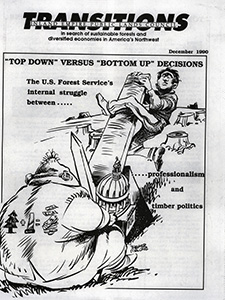 Osborn, John--'Top Down' Versus 'Bottom Up' Decisions, The U. S. Forest Service's internal struggle between timber politics and professionalism; Devlin, Sherry--Pump up the volume, Regional forester calls for increased logging--Missoulian, 1990-11-30(Missoula, MT); Timber companies overcut own land, eye public forests--The Spokesman Review, 1988-10-17(Spokane, WA); Lindler, Bert--Controversy revolves around ambitious timber harvest goals--Great Falls Tribune, 1990-11-29(Great Falls, MT); Manning, Dick--More trees, Industry hits Forest Service--Missoulian, 1989-3-1(Missoula, MT); Rauve, Bekka--Region's timber sales fall short--Shoshone News Press, 1990-12-13(Kellogg, ID); Devlin, Sherry--Expect timber harvests to dwindle, official says--Missoulian, 1990-7-27(Missoula, MT); McClure leaves Senate for Boise Cascade--Lewiston Tribune, 1990-12-14(Lewiston, ID); Loftus, Bill--Official fells claim that regional forester in trouble--Lewiston Tribune, 1990-12-6(Lewiston, ID); Forester wants higher timber harvest in roadless areas--The Spokesman Review, 1990-12-15(Spokane, WA); Timber bosses may find way to roadless land--Post-Register, 1987-7-22(Idaho Falls, ID); Kadera, Jim--Low morale at Forest Service laid to politics--The Oregonian, 1979-4-20(Portland, OR); Devlin, Sherry--USFS says stewardship is job one--Missoulian, 1990-3-13(Missoula, MT)