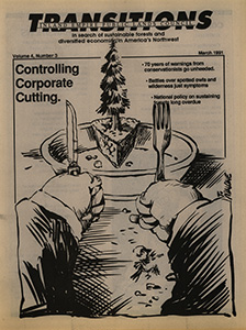 Osborn, John--Controlling Corporate Cutting; Timber lobby cuts down proposed regulations--The Spokesman Review, 1991-3-6(Spokane, WA); Future of forests--The Spokesman Review, 1989-9-28(Spokane, WA); Advice for securing state's forest future--The Seattle Times, 1990-8-16(Seattle, WA); Pinchot, In His Fighting Mood, Defies Corporate Interests And Delegates Cheer, Chief forester declares paid lawyers are at every convention. Says great water power trust is being formed to embrace nation--Spokane Daily Chronicle, 1909-8-10(Spokane, WA); Pinchot, Gifford--1919: Gifford Pinchot, Society of American Foresters, The lines are drawn--Journal of American Forestry, 1919-12; Wallace, H. A. and Tugwell, R. G.-- A national plan for American forestry, Letter from the Secretary of Agriculture--The Copeland Report, U.S. Senate, 1933-3-27; Wallace, K. A.--Order For 500 Big Bombers Planned, Wallace analyzes forest problems, urges Northwest to lock barn door 'before timber horse is stolen'-- Seattle Post-Intelligencer, 1940-8-25(Seattle, WA); Severson, Kim and Moore, Elizabeth--The Rush To Cut, Private forests losing ground to timber company saws--The Morning News Tribune, (Tacoma, WA); Gillie, John--Tax Breaks add to timber profits--The Morning News Tribune, 1990-3-27(Tacoma, WA); Moore, Elizabeth--Logging's environmental damage more serious than previously thought--The Morning News Tribune, 1990-5-28(Tacoma, WA); Deer Creek went from fisherman's dream to nightmare--The Morning News Tribune, 1990-5-28(Tacoma, WA); Excessive logging destroys more than views--The Morning News Tribune, 1990-5-28(Tacoma, WA)