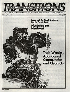 Osborn, John--Legacy of the 1864 Northern Pacific Grant: Part 1, Train Wrecks, Abandoned Communities, and Clearcuts; Solomon, Mark--Forest Watch Report--February 1992; Howard, John--Train Wrecks: America's Railroads in Trouble, Toxic spill drifts toward big California reservoir--The Oregonian, 1991-7-17(Portland, OR); Howard, John--Rail cars fall from Latah Creek Bridge--The Spokesman Review, 1991-12-25(Spokane, WA); Morlin, Bill--Derailments renew city fears of toxic cargoes--The Spokesman Review, 1991-9-1(Spokane, WA); Dietz, David--Derailments, Chemical Spills Spur Concern About Rail Safety--Omaha World-Herald, 1991-12-30(Omaha, NE); Farmers get Railroaded--The Spokesman Review, 1991-4-7(Spokane, WA); Sorensen, Eric--No train; tiny town is cut off--The Spokesman Review, 1991-4-3(Spokane, WA); Massey, Steve--Rail hearing sparks vigorous debate, Critics blast proposal to abandon Idaho line--The Spokesman Review, 1991-11-26(Spokane, WA); Keep Silver Valley on track--The Spokesman Review, 1991-9-30(Spokane, WA); Sacks, Terry--Critics: BN monopoly hurts Montana--The Spokesman Review, 1988-2-2(Spokane, WA); Dawson, Pat--The BN pot continues to boil Montana--High Country News, 1987-12-21(Paonia, CO); Massey, Steve--BN planning to close only Idaho agency--The Spokesman Review, 1991-7-23(Spokane, WA); Rail workers halted in protest against Rail Link takeover--The Spokesman Review, 1987-11-1(Spokane, WA); Patton, Phil--Lincoln Fueled the Railroad Era's Engine--The New York Times, 1992-2-24(New York, NY); 'The Development of the Country'--The Overland Monthly, 1868(San Francisco, CA); The Northern pacific, Formal Completion Of Henry Villard's Railroad--The New York Times, 1883-9-9(New York, NY); Glaspell, Kate Eldridge--Incidents In The Life Of A Pioneer--North Dakota Historical Quarterly, 1941; Julian, George W.--Railway Influence In The Land Office--North American Review, 1883-3; Millions of acres expected to be unlocked--The Spokesman Review, 1988-1-21(Spokane, WA); Deal Now Closed--St. Paul Pioneer Press, 1900-1-3(St. Paul, MN); Kadera, Jim--Like giant fir trees, Weyerhaeuser Co. started out small--The Oregonian, 1991-12-29(Portland, OR); Bond, David--Rutledge Mill saws its last log in early morning hours--The Spokesman Review, 1987-10-31(Spokane, WA); America's Largest Mill, Weyerhaeusers Will Build At Coeur d'Alene--The Spokesman Review, 1907-3-8(Spokane, WA); Durbin, Kathie--Weyerhaeuser wins Bush administration ear--The Oregonian, 1991-8-7(Portland, OR); Big Upward Movement In The Stock Market--The New York Times, 1901-5-7; Stock Market Corner In Northern Pacific--The New York Times, 1901-5-8; Market Falls And Panic Soon Reigns--The New York Times, 1901-5-9(New York, NY); Northern Pacific Corner Exposed--The New York Times, 1901-5-10(New York, NY); Disaster And Ruin In Falling Market--The New York Times, 1901-5-10(New York, NY); Apprehension In London--The New York Times, 1901-5-10(New York, NY); The Northern Pacific 'Corner' Now Broken--The New York Times, 1901-5-10(New York, NY); Hill's Friend Sold Stock--The New York Times, 1901-5-11(New York, NY); Merger Case Argued--The New York Times, 1904-1-8(New York, NY); Supreme Court Wrecks Merger--The New York Times, 1904-3-15(New York, NY); Northwest Merger Future Decided--The New York Times, 1904-3-23(New York, NY); United States v. Interstate Commerce Commission Et Al--The United States District Court For The District Of Columbia, 1970-2-2; B. N. holders vote for holding company, move here--The Seattle Times, 1981-5-15(Seattle, WA); Ramsey, Bruce--BN to split into two companies--Seattle Post-Intelligencer, 1988-6-3(Seattle, WA); Burlington Resources' spinoff is to be completed by year-end--Seattle Post-Intelligencer, 1988-10-21(Seattle, WA); Burlington Northern shuffles executives--The Seattle Times, 1988-10-21(Seattle, WA); Steele, Karen Dorn--East Siders: Don't dump toxic waste here--The Spokesman Review, 1989-9-12(Spokane, WA); Gillis, Robin--Waste projects put breadbasket at risk--The Spokesman Review, 1991-5-5(Spokane, WA); Steele, Karen Dorn--Farmers fear fallout from incinerators--The Spokesman Review, 1990-10-13(Spokane, WA); City of Salmon hopeful about gold strike--Lewiston Tribune, 1988-11-30(Lewiston, ID); Howard, Tom--Mining firm pulls leases of protesters--Billings Gazette, 1991-5-16(Billings, MT); Horning, John--BLM coal swap called 'a gross inequity' and a water threat--High Country News, 1991-2-11(Paonia, CO); El Paso Natural Gas likely to be spun off as separate company--The Spokesman Review, 1991-12-6(Spokane, WA); Burlington Resources: $72 million profit--Seattle Post-Intelligencer, 1989-1-17(Seattle, WA); Lean times strain nation's railroads--The Spokesman Review, 1991-10-20(Spokane, WA); Osborn, John--Railroads profit by exploiting resources, abandoning towns--The Daily News/Idahonian Weekend, 1991-3-23 &24(Pullman, WA and Moscow, ID)