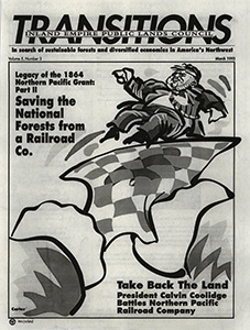 Osborn, John--Take Back the Land!: President Calvin Coolidge Battles Northern Pacific Railroad Co.; Sara Folger--Forest Watch: Reports from the Front Lines of Conservation; Land Grant Inquiry Urged By Coolidge--The New York Times, 1924-2-26(New York, NY); Historical Background---'An Unintended Empire: A Case Study of Rail Land Holdings', 1979-11-17 and 1979-10-4; Land Inquiry Scored By Northern Pacific--The New York Times, 1924-2-27(New York, NY); Land Grant Inquiry Sought In Congress--The New York Times, 1924-2-14(New York, NY); Holds Landgrants Overpaid Railroad--The New York Times, 1924-2-18(New York, NY); Congress Investigates, Historical Background--'An Unintended Empire: A Case Study of Rail Land Holdings', 1979-9-17 and 1979-10-4; Calls For Northern Pacific Inquiry--The New York Times, 1924-4-9(New York, NY); Denies Rail Land Grab--The New York Times, 1924-3-14(New York, NY); Rail Land Grant Hearings End--The New York Times, 1926-7-1(New York, NY); Hoover Signs Bill Taking Land Grant--The New York Times, 1929-6-26(New York, NY); Congress Investigates, Historical Background--'An Unintended Empire: A Case Study of Rail Land Holdings', 1979-9-17 & 1979-10-4; Government Sues Northern Pacific--The New York Times, 1930-8-1(New York, NY); N.P. Land Grant Account Asked--The Spokesman Review, 1930-8-1(Spokane, WA); Claims Millions of Acres of U.S. Land Wrongfully Held--Spokane Chronicle, 1930-8-1(Spokane, WA); The Lawsuit, Historical Background--'An Unintended Empire: A Case Study of Rail Land Holdings', 1979-9-17 & 1979-10-4; The Lawsuit, Historical Background--'An Unintended Empire: A Case Study of Rail Land Holdings', 1979-9-17 & 1979-10-4; High Court Weighs Old Land Grants--The New York Times, 1940-10-17(New York, NY); Old Land Grant Case Back To Lower Court--The New York Times, 1940-12-17(New York, NY); The Settlement, Historical Background--'An Unintended Empire: A Case Study of Rail Land Holdings', 1979-9-17 & 1979-10-4; Rail Land Grants Liquidated At Last--The New York Times, 1941-4-20(New York, NY); Northern Pacific Railway Loses Claim To 2,900,000 Acres as U.S. Suit Is Settled--The New York Times, 1941-8-30(New York, NY); Unresolved Issues--'An Unintended Empire: A Case Study of Rail Land Holdings', 1979-9-17 & 1979-10-4; House committees agree to hearings on rail issues--Missoulian, 1982-10-1(Missoula, MT); DeWolf, James--Williams wants limits on BN land grants--Missoulian, 1982-9-11(Missoula, MT); Andrews, Mea--Williams wants BN to still pay for land grants--Missoulian, 1982-9-12(Missoula, MT); Bartel, Frank--Getting back idled tracks big challenge--The Spokesman Review, 1991-10-31(Spokane, WA)