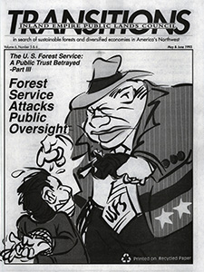 Osborn, John--Forest Service Attacks Public Oversight; Sonner, Scott--Conservationists accuse Foley of inaction on East Side forests--The Spokesman Review, 1993-5-12(Spokane, WA); East Side forests severely damaged, study says--The Spokesman Review, 1993-5-15(Spokane, WA); Folger, Sara--Forest Watch Report; Sonner, Scott--Forest Service proposal not popular--The Spokesman Review, 1993-4-17(Spokane, WA); Forest Service chief grilled on changes to appeals process--Lewiston Tribune, 1993-4-21(Lewiston, ID); Plan to streamline timber appeals criticized--The Spokesman Review, 1993-4-15(Spokane, WA); Senators slam forest chief over plan to halt appeals--The Spokesman Review, 1992-5-22(Spokane, WA); The people need a voice in managing our forests--The Spokesman Review, 1992-8-6(Spokane, WA); Unappealing changes--The Oregonian, 1992-3-27(Portland, OR); JRB--Cutting the public out--Post Register, 1992-4-3(Idaho Falls, ID); H., B.--Let's not talk it over; level the damned forests--Lewiston Tribune, 1992-7-5(Lewiston, ID); F., J.--It isn't frivolous appeals that give the USFS fits--Lewiston Tribune, 1992-4-11(Lewiston, ID); Rivers, Richard--Appeals process serves as check--The Spokesman Review, 1992-4-5(Spokane, WA); Austin, Jo--Eliminating appeals is all wrong--The Spokesman Review, 1992-4-23(Spokane, WA); Hammer, Keith J.--Appeals worth every penny--Missoulian, 1992-5-5(Missoula, MT); Loftus, Bill--Forest Service officials surprised by changes in appeals process--Lewiston Tribune, 1992-3-21(Lewiston, ID); Lynch, Jim--Challenge to log sales may be cut--The Spokesman Review, 1992-4-5(Spokane, WA); Lynch, Jim--Shunned report backs timber appeals--The Spokesman Review, 1992-3-24(Spokane, WA); Devlin, Sherry--Appeal for appeals--Missoulian, 1992-4-12(Missoula, MT); Lynch, Jim--Forest Service report reveals opposition to timber appeal cutoff--The Spokesman Review, 1992-5-27(Spokane, WA); Lynch, Jim--Senator demands Forest Service report--The Spokesman Review, 1992-5-30(Spokane, WA); Lynch, Jim--Colville tree sales start as appeals end--The Spokesman Review, 1992-6-19(Spokane, WA); Foley action may save timber appeals process--The Spokesman Review, 1992-6-26(Spokane, WA); Lynch, Jim--Foley seeks to preserve timber sale appeals--The Spokesman Review, 1992-6-24(Spokane, WA); Pace, David--Senate restricts appeal--Lewiston Tribune, 1992-8-7(Lewiston, ID); Timber sale accord welcome development--The Spokesman Review, 1992-9-25(Spokane, WA); Osborn, John--The Honorable Tom Foley--Inland Empire Public Lands Council, 1992-9-25(Spokane, WA)