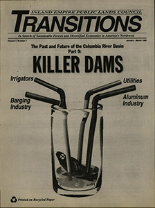 Osborn, John-'Killer Dams'; Sivas, Debbie--Forest Watch Corporate Congress Declares War on the Forests Act Now!!; Foster, J. Todd--Idaho senator's bill would block timber sale appeals--The Spokesman Review, 1995-2-3(Spokane, WA); Meyerhoff, Al--Contract's fine print reads like 'polluters bill of rights'--Post Register, 1995-1-23(Idaho Falls, ID); F., J.--Take over the federal lands? Are these guys nuts?--Lewiston Morning Tribune, 1994-11-2(Lewiston, ID); GOP takes aim at environmental regulations--The Spokesman Review, 1995-1-26(Spokane, WA); Miller, Alan C.--Task force says Forest Service protects thieves--The Spokesman Review, 1995-1-16(Spokane, WA); Sonner, Scott--Rivers at danger point, experts say--The Spokesman Review, 1993-3-10(Spokane, WA); Scientists urge Clinton to help watersheds--The Spokesman Review, 1993-5-13(Spokane, WA); Durbin, Kathie--Judge bars activities in northeast Oregon forests--The Oregonian, 1993-10-12(Portland, OR); Sonner, Scott--Fish fights may cut logging--Missoulian, 1995-2-11(Missoula, MT); Titone, Julie--Judge asked to stop forest activity, save salmon--The Spokesman Review, 1994-8-20(Spokane, WA); Barker, Rocky--Environmentalists offer reprieve--Post Register, 1995-1-25(Idaho Falls, ID); Ulrich, Roberta--Salmon fight goes to high court--The Oregonian, 1995-2-5(Portland, OR); Rivers Churned White As Salmon Return Once More--Coeur d'Alene Press, 1930-11-7(Coeur d'Alene, ID); Orvry, Clifford M.--1839: Excerpts from the Diary of Elkanah Walker--1976; The Salmon are Jumping at Kettle Falls--The Spokesman Review, 1930-7-30(Spokane, WA); Indians Dry Chinook Salmon--The Spokesman Review, 1911-6-12(Spokane, WA); Sonner, Scott--9 salmon species face extinction--The Spokesman Review, 1993-11-24(Spokane, WA); Loftus, Bill--Snake River's chinook run has collapsed--Lewiston Tribune, 1994-5-5(Lewiston, ID); Barker, Rocky--The last season for steelhead?--Post Register, 1994-9-1(Idaho Falls, ID); Lone sockeye swims toward Redfish Lake--Idaho Statesman, 1992-7-2(Boise, ID); Finley, Carmel--Salmon fishing outlook grim--The Oregonian, 1993-3-13(Portland, OR); Clinton: Northwest salmon woes a disaster--Idaho Statesman, 1994-5-27(Boise, ID); Egan, Timothy--Fishermen lament the empty seas--The Oregonian, 1994-3-8(Portland, OR); Salmon panel bars fishing on NW coast--The Spokesman Review, 1994-4-9(Spokane, WA); Folks in Salmon miss the salmon--Idaho Statesman, 1994-7-19(Boise, ID); Ulrich, Roberta--Indians struggle economically, culturally in wake of curtailed fishing--The Oregonian, undated(Portland, OR); Cobb, Kim--If the fish go, surviving symbol of Chehalis Indians' culture will be lost--Lewiston Morning Tribune, 1994-5-15(Lewiston, ID); Tribes agree to tight limits on fishing to protect runs--The Spokesman Review, 1994-4-3(Spokane, WA); Netboy, Anthony--Excerpts from 'The Columbia River Salmon and Steelhead Trout'--University of Washington Press, 1980(Seattle, WA); Study: Dams blamed for salmon decline--Lewiston Morning Tribune, 1994-12-31(Lewiston, ID); Garber, Andrew--Dams get right to kill many juvenile salmon--The Idaho Statesman, 1993-5-27(Boise, ID); Lesley, Craig--The Dalles Dam buries Celilo Falls; Wrong, H. H.--Canadian Legation--1934-10-16(Washington, D.C.); Found, Wm. A.--Dear Doctor Skelton--1934-10-27; Neuberger, Richard L.--The Great Salmon Mystery--Saturday Evening Post, 1941-9-13; Walter, Jess--Tribes win settlement over dam--The Spokesman Review, 1994-3-23(Spokane, WA); Dams Foes Ready Suit--Spokane Daily Chronicle, 1970-3-10(Spokane, WA); Steelheaders Open Battle--The Spokesman Review, 1970-3-12(Spokane, WA); Smith, Lawrence Cary--Steelheader and State of Washington v. Army Corps of Engineers, et al.--1976-12-22; H., L.--Blame the dams--Lewiston Morning Tribune, 1974-10-3(Lewiston, ID); Webster, John--Man has stilled once-mighty runs--The Spokesman Review, 1994-5-22(Spokane, WA); Barker, Rocky--Confused about salmon? Here are the basics--Post Register, 1994-10-18(Idaho Falls, ID); Hatchery can't raise salmon--The Spokesman Review, 1994-7-17(Spokane, WA); Sonner, Scott--Hatcheries weaken fish, experts warn Congress--The Spokesman Review, 1994-3-2(Spokane, WA); Gallagher, Dan--Report: Barging may harm salmon--The Spokesman Review, 1993-1-5(Spokane, WA); McCall, William--Barging of salmon criticized--The Spokesman Review, 1994-6-4(Spokane, WA); Titone, Julie--Fish killed, not spilled at McNary--The Spokesman Review, 1994-7-20(Spokane, WA); F., J.--If barging helps salmon, can smoking help us?--Lewiston Morning Tribune, 1993-1-7(Lewiston, ID); Cockle, Richard--Fishing groups urges removal of Snake dams--The Oregonians, 1993-10-27(Portland, OR); Loftus, Bill--Speaker: Dams worst fish impediment--Lewiston Morning Tribune, 1994-10-15(Lewiston, ID); Laatz, Joan--Environmental group takes aim at NW dams--The Oregonian, 1994-8-18(Portland, OR); Natural river levels best for fish, report says--The Spokesman Review, 1994-8-16(Spokane, WA); Egan, Timothy--Andrus fights on for salmon--The Oregonian, 1994-1-10(Portland, OR); Study slashes time and cost of dam work to help salmon--The Spokesman Review, 1994-4-24(Spokane, WA); Loftus, Bill--Corps study finds 1992 drawdown caused little harm--Lewiston Morning Tribune, 1994-3-5(Lewiston, ID); Drawdown made simple--Post Register, 1994-10-16(Idaho Falls, ID); Fish and Game rejects opposition to salmon spill--Lewiston Morning Tribune, 1994-5-26(Lewiston, ID); Barker, Rocky and Stuebner, Stephen--Water flows uphill to money--Post Register, 1994-10-19(Idaho Falls, ID); Titone, Julie--State's reluctance in salmon battle spawns criticism--The Spokesman Review, 1994-4-24(Spokane, WA); Titone, Julie--Power Council feels sting of court scolding--The Spokesman Review, 1994-9-13(Spokane, WA); Laatz, Joan--Soul Survival--The Oregonian, 1995-1-29(Portland, OR); Swisher, Larry--Northwest should pull together to save irreplaceable salmon runs--Idaho Statesman, 1994-4-11(Boise, ID); Modle, Nell--Poll finds support for saving salmon--Seattle Post-Intelligencer, 1994-6-2(Seattle, WA); Regional salmon plan needs support of Idaho leaders--The Idaho Statesman, 1994-12-18(Boise, ID); Laatz, Joan--Coalition offers plan to save salmon--The Oregonian, 1995-1-20(Portland, OR); Alexie, Sherman--The Place Where Ghosts of Salmon Jump--The Spokesman Review, 1994-1-23(Spokane, WA)