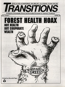 Osborn, John--Rallying The Public To Save Our Forests; Folger, Sara--Forest Watch, Fire Salvage: Wasting The Future of Public Forests; Kenworthy, Tom and Morgan, Dan--Panel Would Allow Massive Logging On Federal land--The Washington Post, 1995-3-3(Washington, D. C.); Sonner, Scott--Senate backs logging plan--Lewiston Morning Tribune, 1995-3-31(Lewiston, ID); Laatz, Joan--Andy Kerr, activist arrested in protest--The Oregonian, 1995-3-29(Portland, OR); Kerr, Andy--Environmentalist protest was just sample--The Oregonian, 1995-4-10(Portland, OR); Metzger, Harrison--Tennessee: Logging Proposal sparks protest--Hendersonville Times News, 1995-3-7; Trillhaase, Marty--Conservationists decry Timber bill--The Idaho Statesman, 1995-3-28(Boise, ID); Devlin, Sherry--Williams wants logging bill vetoed--Missoulian, 1995-3-31(Missoula, MT); Congressional Record - House--1995-3-15; Government greed chews up forests--Missoulian, 1993-12-12; Foster, J. Todd--Taxpayer beware: Logging bill permits losses--The Spokesman Review, 1995-3-19(Spokane, WA); Swisher, Larry--Number for GOP timber salvage program don't add up--Post Register, 1995-3-13(Idaho Falls, ID); Foster, J. Todd--Taxpayers bit losers in logging--The Spokesman Review, 1995-3-19(Spokane, WA); Willens, Patricia--Report: Subsidized federal land causes double burden--Lewiston Morning Tribune, 1993-12-10(Lewiston, ID); Sonner, Scott--Report: criticizes industry subsidies--The Spokesman Review, 1995-4-13(Spokane, WA); Ludwick, Jim--Corporate welfare?--Missoulian, 1995-2-1(Missoula, MT); Don't slash forests under guise of fire prevention--USA Today, 1994-9-7; Foster, J. Todd--Fire crews call log plan a smoke screen--The Spokesman Review, 1995-3-27(Spokane, WA); Davis, Wyatt--Logging protects forests from fire, now that's logic--The Spokesman Review, 1994-10-10(Spokane, WA); Foster, David--Light it and log it--Missoulian, 1993-7-19(Missoula, MT); McCormick, Terrilyn--Forest task force starts arson probe--Idaho Statesman, 1994-9-16(Boise, ID); Federal magistrate prohibits Warner Creek logging--The Oregonian, 1995-3-29(Portland, OR); Reports debunk logic behind salvage sales--Missoulian, 1995-3-12(Missoula, MT); Minshall, G. Wayne, Meyer, Judy L., Standford, Jack A., Karr, James R., Frissell, Christopher A.--Dear Mr. President; Opposition builds against Gorton logging plan--The Spokesman Review, 1995-3-29(Spokane, WA); F., J.--The House writes the timber industry a blank check--Lewiston Morning Tribune, 1995-3-31(Lewiston, ID); Bad deal on tree-salvage--The Oregonian, 1995-3-29(Portland, OR); Sonner, Scott--Report: USFS cost $1 billion last year--Lewiston Morning Tribune, 1994-10-13(Lewiston, ID); Hannon, N. G.--We know better than to strip forests--The Spokesman Review, 1995-4-8(Spokane, WA); Hedge, Jeff--Forest snags have role to play--The Spokesman Review, 1995-3-2(Spokane, WA); Salvage logging may backfire--Missoulian, 1995-4-2(Missoula, MT); Cogswell, Phil--Balance timber salvage, forest health--The Oregonian, 1995-3-11(Portland, OR); Steele, William K.--Timber first, children last?--The Spokesman Review, 1995-4-1(Spokane, WA); Gors, Merle D.--Who elected members of Congress to wreck the environment?--The Oregonian, 1995-4-1(Portland, OR); Morrison, Scott--Timber sale appeal right is vital--The Spokesman Review, 1995-2-27(Spokane, WA); Coleman, T. J.--Craig's bill bodes ill for forests--The Spokesman Review, 1995-3-4(Spokane, WA); Gorman, Kevin--Salvage logging punitive--The Oregonian, 1995-4-2(Portland, OR); Osborn, John--'Waste' - what corporations plan to do--The Spokesman Review, 1995-3-30(Spokane, WA); JoAustin--Forest Watch criticisms wrong--The Spokesman Review, 1995-2-27(Spokane, WA); Hill, Crag--Put ecosystem before profit quest--The Spokesman Review, 1995-3-25(Spokane, WA); Davis, Wyatt--Bill would ensure rape of forests--The Spokesman Review, 1995-2-14(Spokane, WA); Veto the bill: Find compromise that protects forests--Post Register, 1995-4-12(Idaho Falls, ID); Myers, J. P.--Michigan slashed and burned--The Oregonian, 1992-8-19(Portland, OR); F., J.--Must the nation's forests be destroyed to save them?--Lewiston Morning Tribune, 1995-3-17(Lewiston, ID); Selling out the forests--USA Today, 1995-3-31; Earth Day rallying cry: Save endangered laws--Missoulian, 1995-4-23(Missoula, MT); Veto!--The New York Times, 1897-3-4(New York, NY)