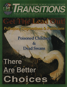 Osborn, John--Pollution: Corporations & Politicians; Titone, Julie--Group finds flaws in basin cleanup proposal--The Spokesman Review, 1995-12-7(Spokane, WA); Idaho senators introduce mining cleanup bill--Lewiston Tribune, 1996-3-16(Lewiston, ID); Brown, Scott--New Bill from Senators Craig and Kempthorne Threatens Coeur d'Alene Cleanup--Idaho Conservation League, (Coeur d'Alene, ID); Miller, George--Lobbyists--Missoulian, 1995-8-25(Missoula, MT); Russell, Betsy Z.--Lobbyists sink clean-lake bill--The Spokesman Review, 1996-2-20(Spokane, WA); Titone, Julie--Idaho lakes council frustrated at its powerlessness--The Spokesman Review, 1996-1-4(Spokane, WA); Walth, Brent--Major polluters want taxpayers to bail them out--The Oregonian, 1995-11-24(Portland, OR); F., J.--A GOP call to stick taxpayers with polluters' bills--Lewiston Tribune, 1995-8-27(Lewiston, ID); Fabulous Riches of Coeur d'Alene's Cheap Mining is a Feature--The Spokesman Review, 1907-1-28(Spokane, WA); Coe, J. K.--Up the River of Muck and Into the 'Valley of Death'--Coeur d'Alene Press, 1929-12-23(Coeur d'Alene, ID); The water's always greener on the other side of the state line--The Spokesman Review, 1996-4-14(Spokane, WA); U. S. Sues Eight Mining Companies For Vast Environmental Damage To The Idaho Panhandle--Department of Justice, 1996-3-22; Cushman, John H. Jr.--U. S. Sues Mine Companies Over Pollution--The New York Times, 1996-3-23(New York, NY); Titone, Julie--Batt tries to fend off mine waste lawsuit--The Spokesman Review, 1996-3-14(Spokane, WA); Titone, Julie--Indians, state want $1 billion for basin cleanup--The Spokesman Review, 1994-7-21(Spokane, WA); Roesler, Rich--Tribe's Lake CdA suit reaches high court--The Spokesman Review, 1996-4-16(Spokane, WA); F., J.--Why does Land Board cling to poisoned lake?--Lewiston Tribune, 1991-9-21(Lewiston, ID); Titone, Julie--South Fork water deadly to cutthroat--The Spokesman Review, 1995-9-26(Spokane, WA); Titone, Julie--Lead a swan song for many birds--The Spokesman Review, 1996-3-29(Spokane, WA); Study: Exposure to lead turns kids into criminals--The Spokesman Review, 1996-2-7(Spokane, WA); Drumheller, Susan--Don't drink the green water--The Spokesman Review, 1996-4-12(Spokane, WA)