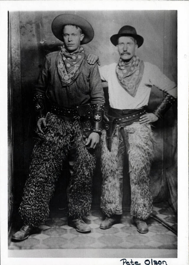 Pete Olson (right) with friend. Both in cowboy garb.