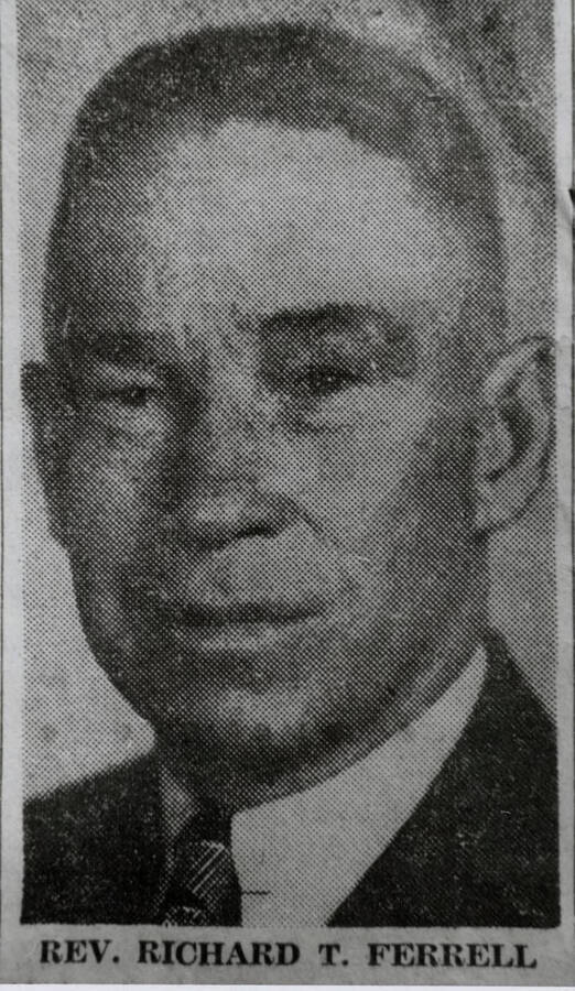 A portrait of Reverend Richard T. Ferrell from a newspaper clipping.