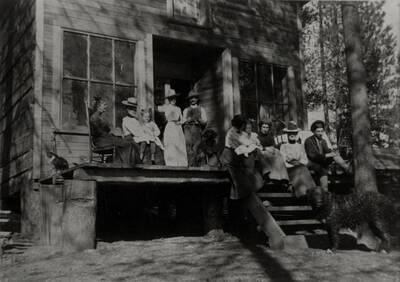 Bovill Store, Bovill, Idaho. Standing in the doorway are Charlotte Bovill (left) and Hugh Bovill.