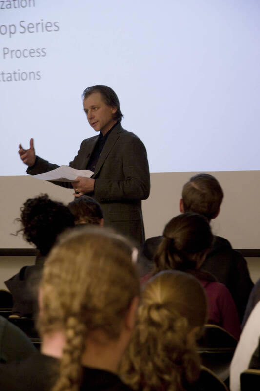 Photograph  9 of John Mihelich's Colloquium Talk 'Is Good Enough, Good Enough? Cultural Imagination and Human Capacities for Self, Other and Community.' John Mihelich is Chair and Associate Professor of Anthropology and Sociology. Pictured: John Mihelich.